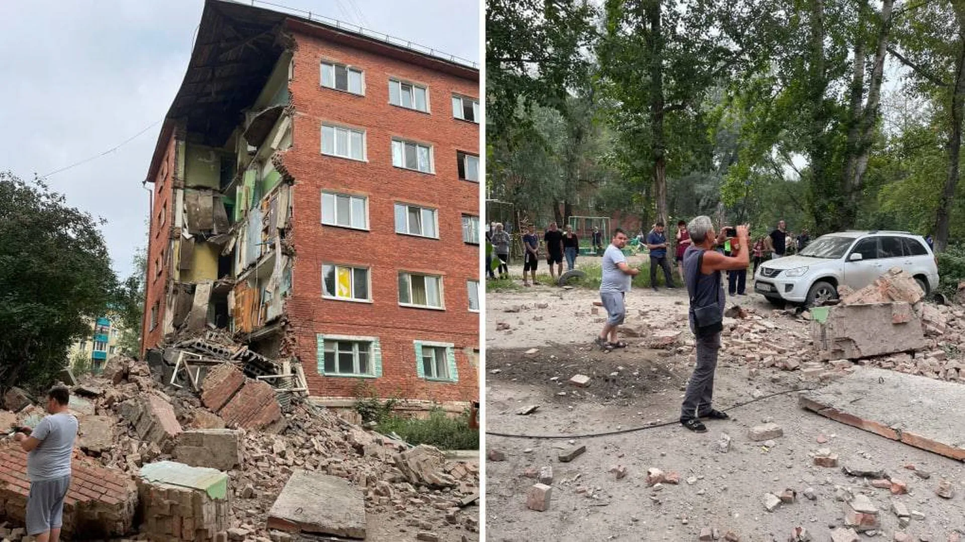 Момент обрушения стены пятиэтажки в Омске попал на видео