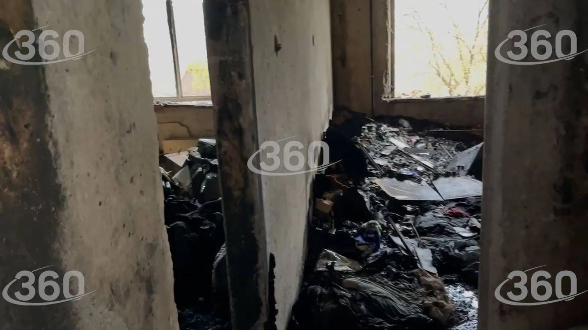 Сгоревшую дотла квартиру в Мытищах показали на видео