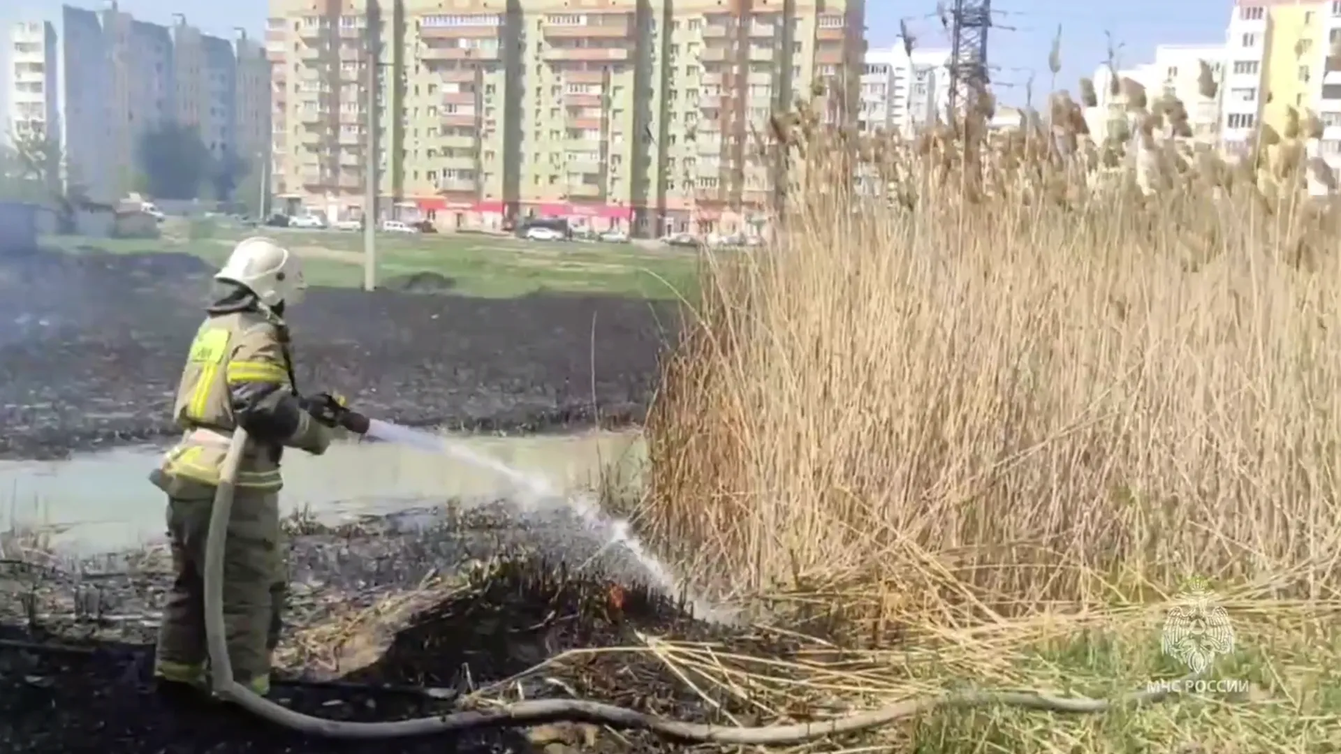 Юных пациентов эвакуировали из больницы из-за горящего камыша в Астрахани