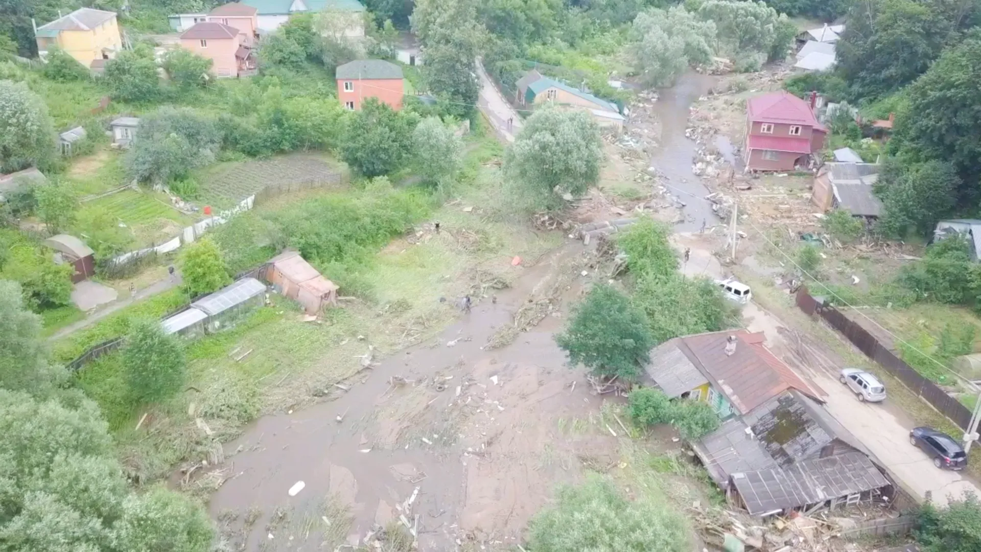 Последствия потопа в Рузском округе сняли с воздуха