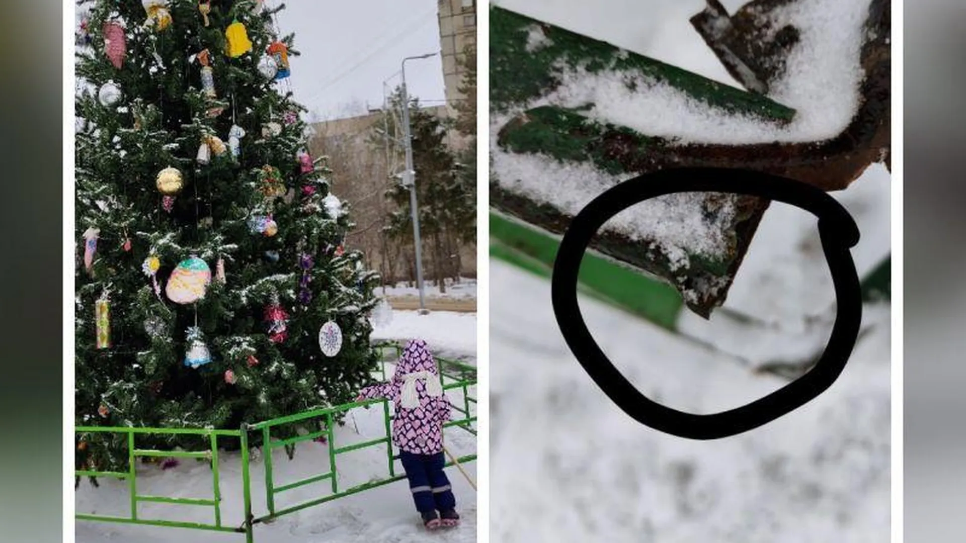 Ребенок чуть не поранился у одной из новогодних елок в Жуковском