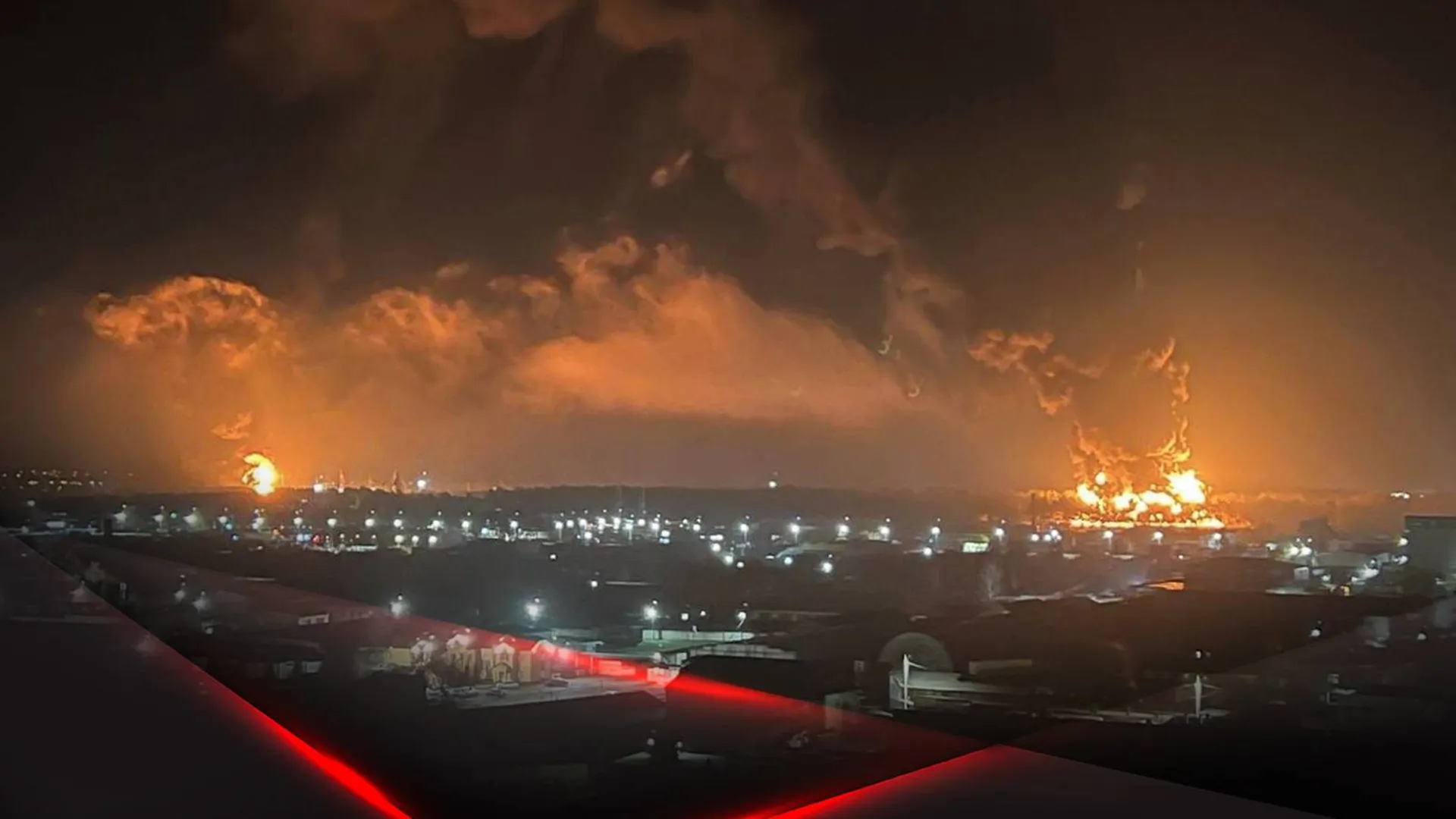 Пожар на нефтебазе в Брянске